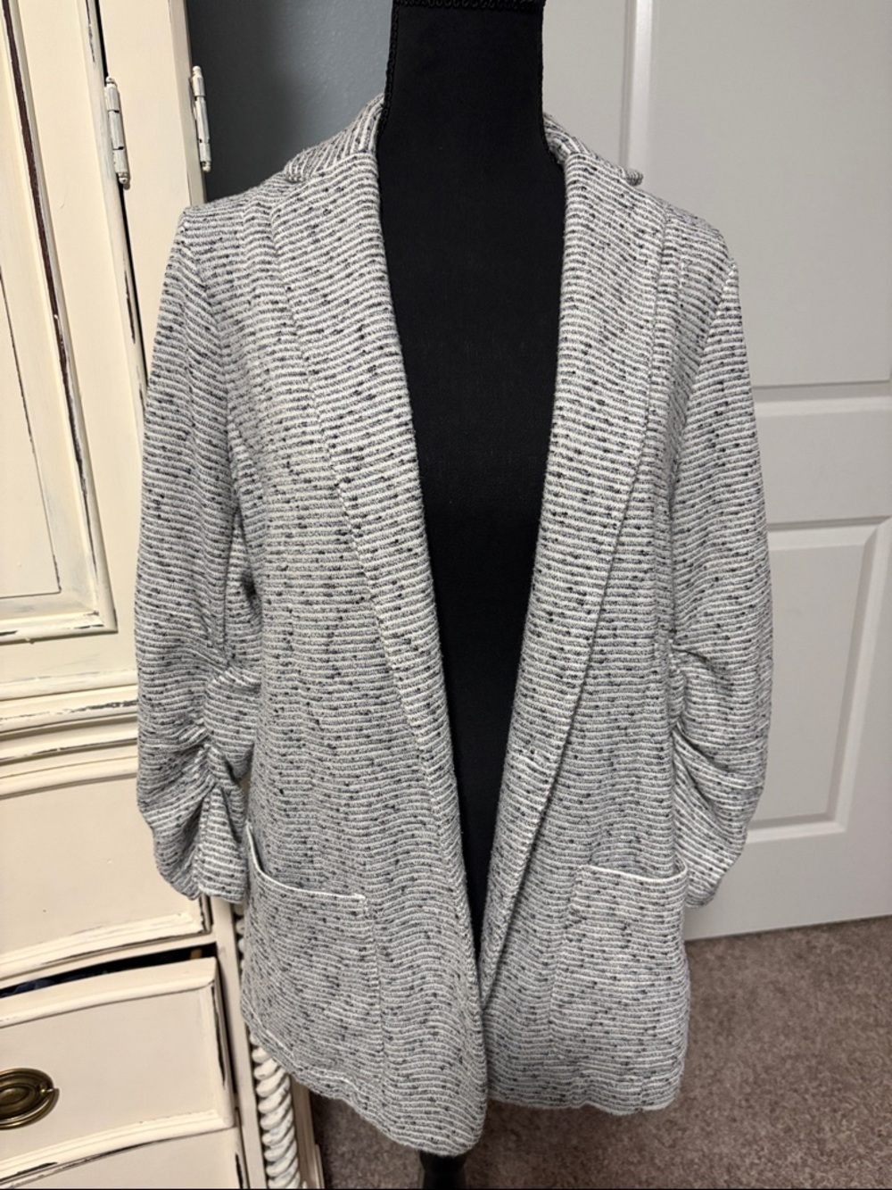 Max Studio Gray Open-Front Textured Blazer